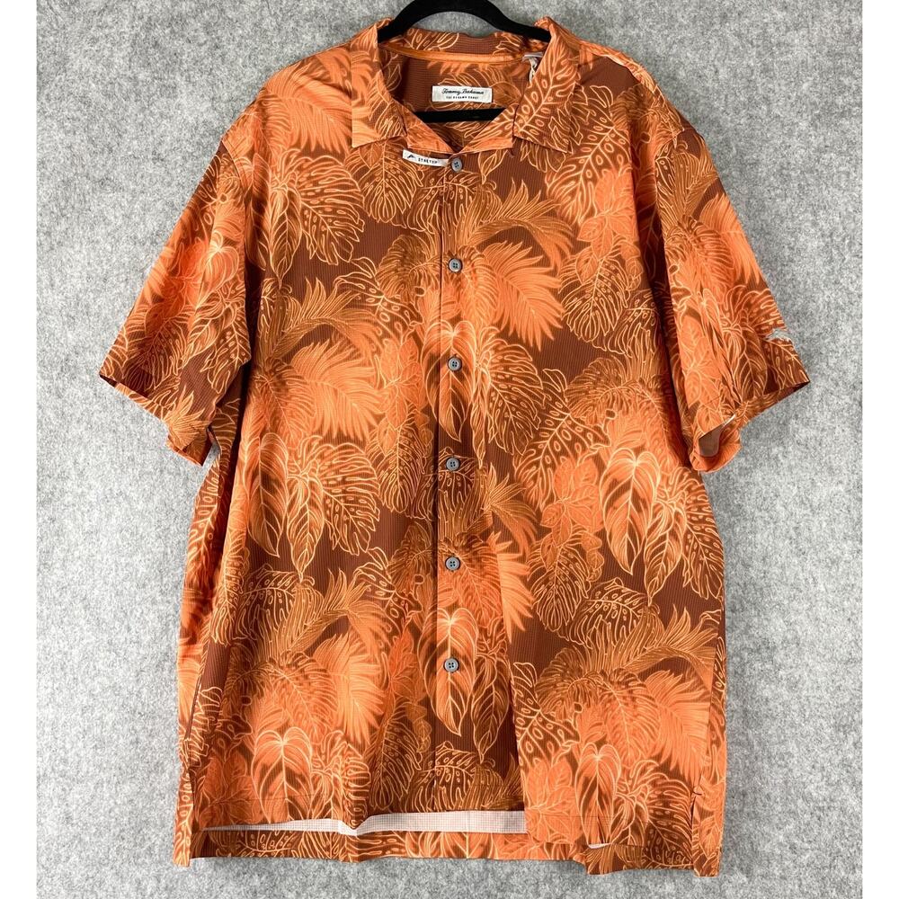 Tommy Bahama Camp‎ Shirt Mens 2XLT Island Zone Sport Luminescent Fronds NEW